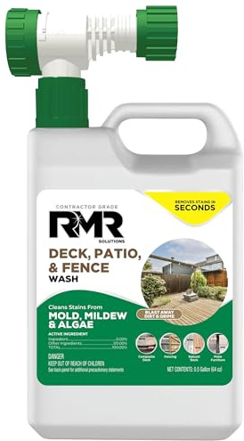 RMR Deck, Patio, & Fence Wash - Commercial-Grade Outdoor Stain Remover for Mold, Mildew, and Algae, 64 Ounce Bottle with Hose-End Adapter