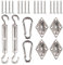 wiipara Sonnensegel Befestigung Set, Seilspanner Edelstahl Sonnensegel Befestigung Zubehör für Montage von Viereck Dreieck Sonnensegeln, Inkl. 2 Spannschloss, 2 Karabiner, 4 Wandhalterung 16 Schraube
