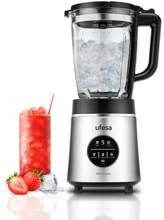 Ufesa Rock Crystal Standmixer, 1800W Leistung, 1,75L Glasbehälter, Elektronische Geschwindigkeitsregelung, Ice Crusher, 6 Edelstahlklingen, 4 Automatische Programme