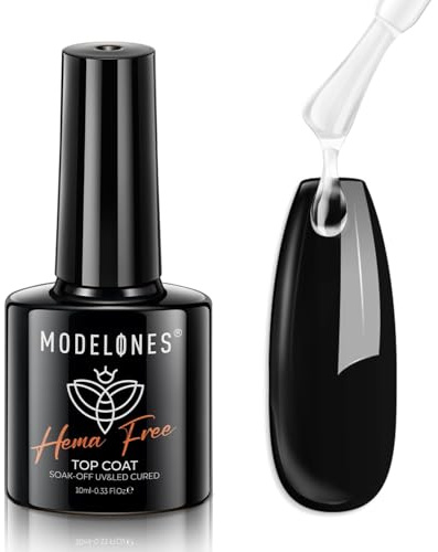 Modelones Gel Top Coat, No Wipe Top Coat Gel Nail Polish Glossy Shine Long Lasting for Nail Varnish Polish Protect Soak Off Home Salon Manicure U V/LED Needed