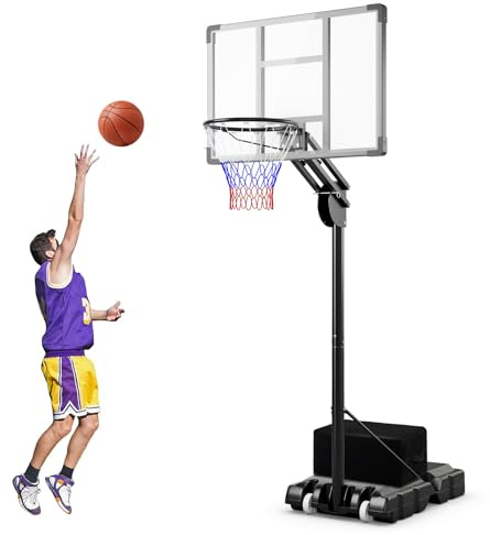 COSTWAY Panier de Basket-Ball sur Pied avec Hauteur Réglable à 10 Niveaux 149-305 CM, Ensemble de Basketball avec Base Remplissable Sac de Poids Panneau Arrière, pour Adolescents Adultes