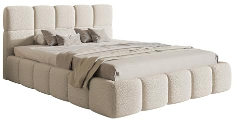 Selsey Bett Polsterbett Mit Stauraum Bettkasten 160 x 200 cm Boucle Gewebe Reißfest Cloudy Hellbeige