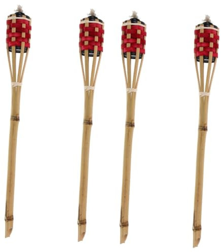 Cabilock 4pezzi Torcia Da Giardino Bambù Di Decorazione Elegante Per Feste All Aperto Lampada Per Giardino Torcia Intrecciata Materiale Naturale Per Eventi e Cerimonie All Aperto