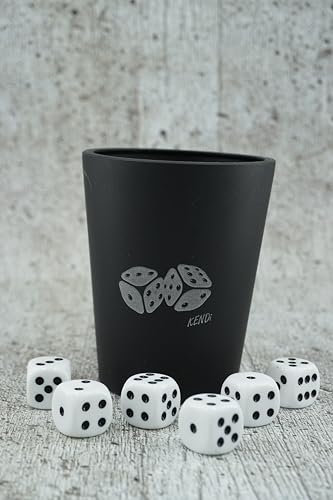 KENDi GAMES Gobelets à dés en plastique souple - Noir - Good Luck - 6 dés - Guide de démarrage rapide (français non garanti)