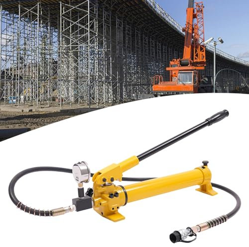 Handhydraulik Handpumpe 700bar 700cc Hydraulik-Handpumpe mit 1.9m Hochdruck-Ölleitung und ZG3/8'' Schnellverbindungsstück, Handhydraulikpumpe mit Druckmessgerät (CP-700)