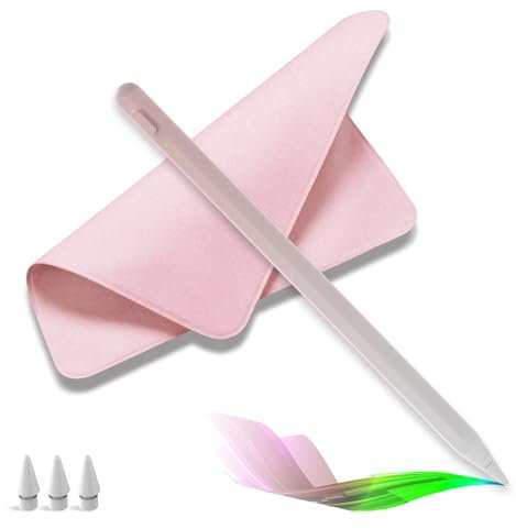 Lápiz para iPad 2018-2025,Carga Rápida 14 Minutos para Lápiz Pencil,Rechazo de Palma,Sensibilidad Inclinación,Bolígrafo para iPad 11/10/9/8/7/6th Gen,Lápiz iPad Pro de 12.9/11/13 Pulgadas (Rosa)