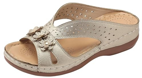 Sandale Femme Confortable Ete Chic Chaussure Orthopédique Bout Ouvert Sandales Claquettes Anti-Dérapant Chaussures De Plage Plateforme Pantoufles Chaussons Léger Mules