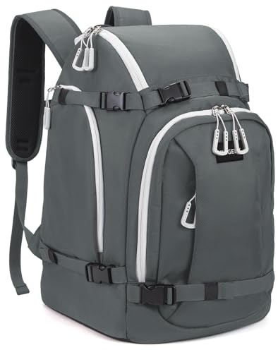 MIGGEEY Ski Boot Backpack, 50L Ski Boot Bag, Ski Backpack for Boots Helmet Boot Helmet Goggles Gloves Ski Equipment