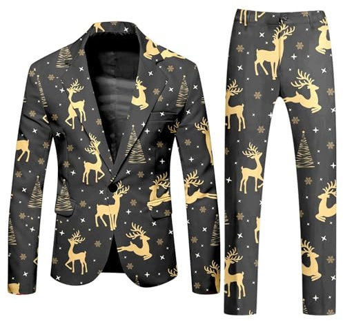 Generisch Chándal de poliéster para hombre, traje de Navidad y pantalón con impresión completa para hombre, ropa chaleco