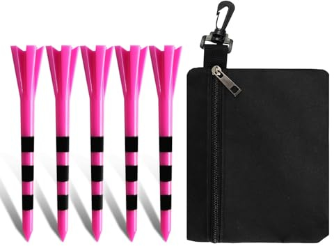 XJBTBA Golf Tees 3 1/4 83 mm 100 Count med Golf Tee Pouch Bag, Golf Tees Långa med Rand Stark Hållbar Okrossbar färg Rosa Grön för Sport Outdoor