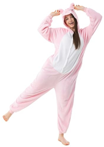 Katara 1744 - Costume Animale Pigiama intero Kigurumi Carnevale, Maiale - Taglia S