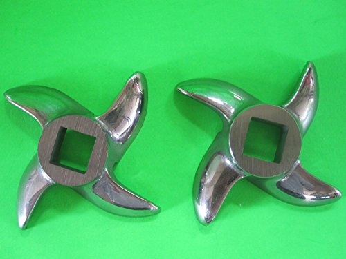 TWO PACK Size #8 meat grinder knives from Butcher-Baker. Stainless Steel for LEM Cabelas MTN and others