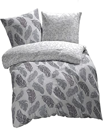 etérea Bettwäsche 135x200 Baumwolle Bettwäsche-Sets - Philou Grau - Reißverschluss, Renforcé, Fachhandel,Oekotex Made in Green - 135x200cm und Kissenbezug 80x80cm