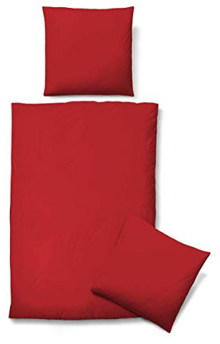 Traumhaft Schlafen - Castell - Markenbettwäsche 0060600 Bettwäsche Garnitur mit Kopfkissenbezug Linon 1x 155x220 cm + 1x 80x80 cm rot