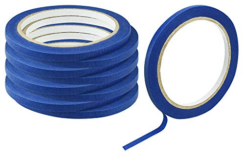 SNAGAROG 9 Rollos Cinta de Carrocero para Pintar (20m x 6mm) Cinta de Pintor Azul Removible Sin Residuos Cinta de Enmascarar, Cinta de Carrocero Azul para Trabajos de Pintura y Renovación