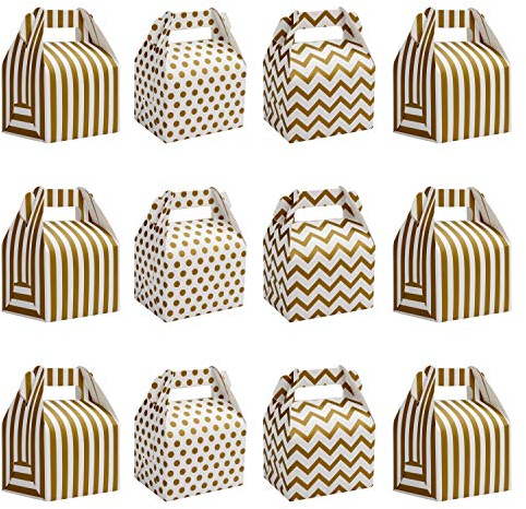 Belle Vous Karton Geschenkboxen (36 Stk) - Schachteln 16x11,5x9cm - Pappschachteln in Gold Weiß - Geschenkschachteln – Gift Box Geschenkschachtel - Geschenkverpackung Box