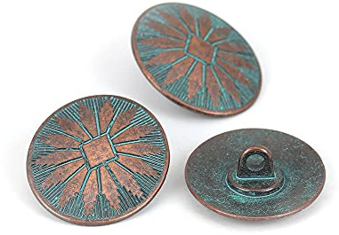 5 Piezas de Botones de Costura de Metal Redondo de Aleación Vintage con Tallo, 25mm, Color Cobre Antiguo, para Decoración de Ropa DIY