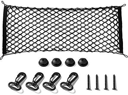 Amiss Red de Carga Resistente elástica, Accesorios Interiores de Coche, Red de Almacenamiento elástica Ajustable con Gancho para SUV, automóviles y Camiones (35.4 x 15.8 Pulgadas)