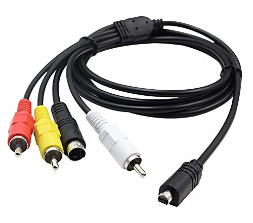 VMC-15FS Replacement AV A/V TV S-Video Cable VMC-30FS 10Pin AV TV-Out Cord Compatible with Handycam Camcorder DCR-HC24E DCR-HC26E DCR-SR80 DCR-SR80e DCR-SR85 DCR-SR85e and More Models (4.9ft)