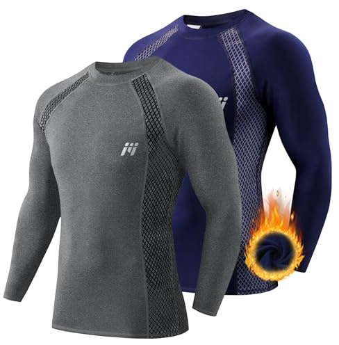 MEETWEE Maglia Termica Uomo, Maglia a Manica Lunga Compression Maglietta Biancheria Intima Sport T-Shirt Baselayer da Corsa Ciclismo Fitness