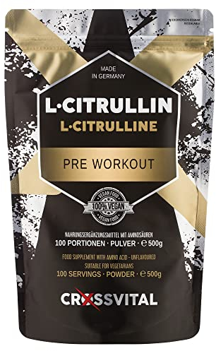 L-CITRULLIN BASE Pulver I CROSSVITAL I vegan I 500g I 100 Portionen I made in Germany