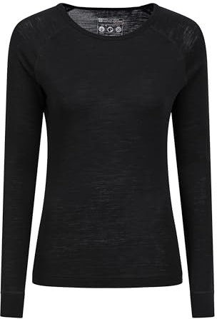Mountain Warehouse Merino Baselayer Thermal Top for Women - Lightweight, Breathable Women's T-Shirt, Antibacterial Blouse - for Holidays in Cold Weather Winter Base Layer