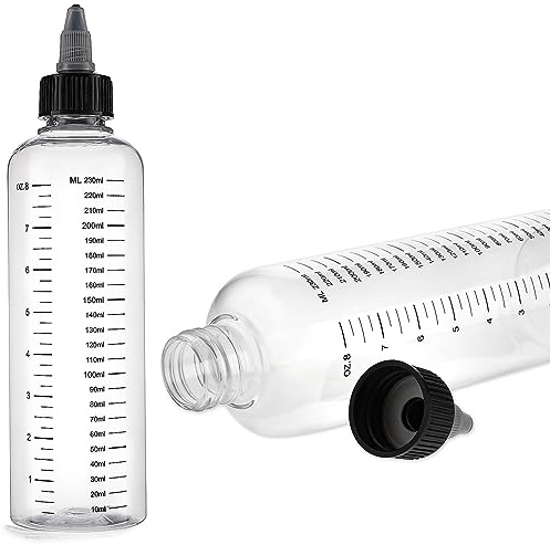 Abeillo 2 Pack Hair Color Applicator Bottle - 8.5oz Twist-On Top Tip Cap for Hair Oil and Root Dye - Plastic Squeeze Bottle With Graduated Scale