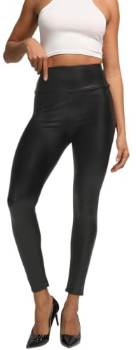 Getervb Leggings Push Up Mujer Cuero Sexy Pantalones Piel Sintética Tiro Alto Elásticos Medias de Cuero de Imitación Pantalones de PU Casual