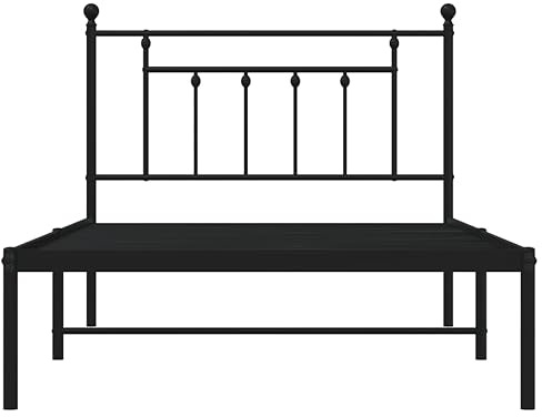 vidaXL Sängram med huvudgavel metall svart 107x203 cm, säng, metallsäng, metall sängram, sängar, metallsängar, metall sängramar, gästsäng, gästsängar