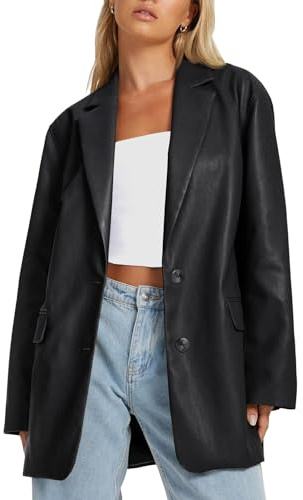 AUTOMET Womens Leather Jackets Faux Motorcycle Coats Bomber Outfits Fall Fashion Tops 2026 Winter Trendy Clothes Black M