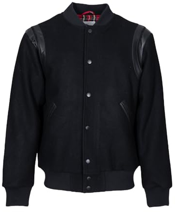 HARRINGTON - GIACCA TEDDY IN LANA - TEDDY IN LANA TRAPUNTATA FODERATA IN TARTAN SCOZZESE. - Cappotto - Nero - XXL