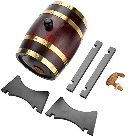 Tbest Barrica, Fass 2L, 10L Holzfass, Barril de Vino de Madera de Roble Vintage para Cerveza, Whisky, Ron, Oporto 5L