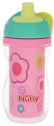 Nuby Isolerad mugg med enkelt grepp | inkluderar sugrör | blommönster | 6+ månader