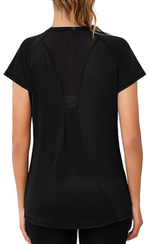 Gyabnw Sportshirt Damen Kurzarm Sport Oberteile Locker Laufshirt Leichtes Funktionsshirt Fitness Gym