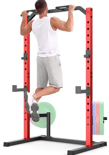 OPPSDECOR Power Cage Power Rack with LAT Pull Down Pulley System& Cable Row, Weight Cage with More Training Attachments, Multi-Functional Squat Rack for Home Gym System