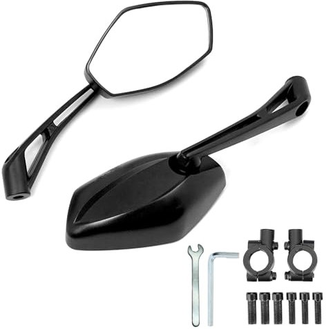 Maoyubelt Motorrad Spiegel e-geprüft, E9 Geprüft, mit M8 M10 Rechtsgewinde Linksgewinde, Motorrad-Rückspiegel mit 22-mm-Montagehalterungen, Kompatibel mit Scooter, Roller, ATV, MT07, MT09