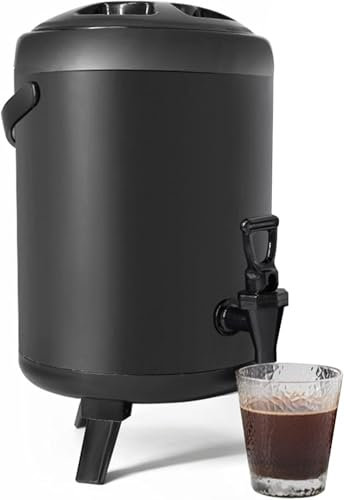 304 Stainless Steel Thermal Hot And Cold Drink Server Dispenser,with Faucet Insulated Bucket,Portable Sports Cooler Water Beverage Dispenser,for Hot Tea Coffee Water Shop(14L)