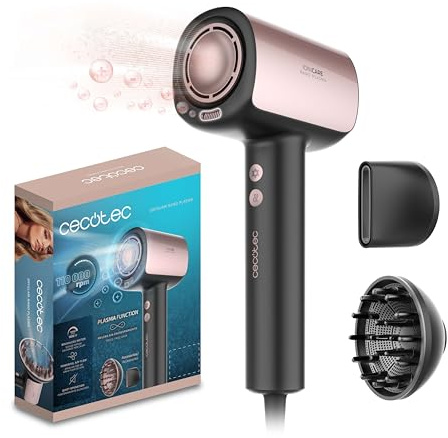 Cecotec Secador de Pelo Brushless de Última Generación DryGlam Nano Plasma. Potencia de 110,000 RPM y 1600W, Función de Plasma, Gran Flujo de Aire, Duradero, 3 Temperaturas y 3 Velocidades