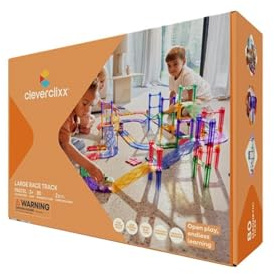 Cleverclixx Autobahn-Bausatz in Pastellfarben 80 Teile, Magnetspielzeug Rennstrecke mit Auto, Verkehrsschilder, Robustes Lernspielzeug, langlebige Magnetbausteine, für Kinder ab 3 Jahren