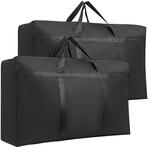2Pcs Bolsa Almacenamiento Grande 180L con Cremalleras & Asas, Bolsa Transporte Edredones Impermeables Oxford 600D, Bolsas Mudanza Viaje Resistentes Multiusos para Guardar Ropa, Cama, Sabanas Mantas