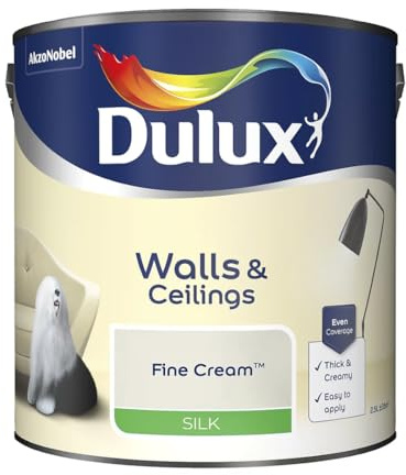 Fine Cream Walls & Ceilings Silk Emulsion Paint 2.5 L – Smooth Washable Silk Finish, Quick Dry, Low-VOC, Easy Application for Interior Walls & Ceilings