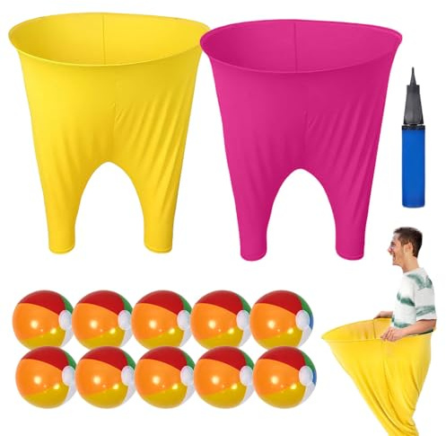 SKIKHN Granny Pants Gioco di lancio, 2 pezzi Granny Pants Yard Game per adulti e bambini, con 10 palline per saltare e 1 pompa per palloncini, gioco all'aperto per feste in giardino, parco, spiaggia