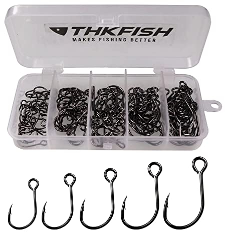 THKFISH 100stk/box Inline Angelhaken Kaufen mit öse Angel Haken Set Ohne Widerhaken Spinner Einzelhaken #2#1 1/0 2/0 3/0 Schwarz