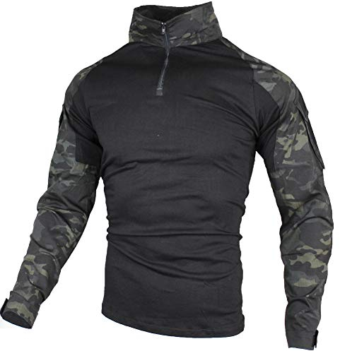 zuoxiangru Herren Taktisch Kampf T-Shirt, Ripstop Atmungsaktiv Multicam Hemd für die Jagd Militär Airsoft (Aymc, EU XL=Tag 3XL)