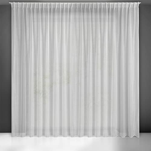 Eurofirany Belissa Cortina Blanca Transparente con Estructura Horizontal para Lluvia y Cinta Plisada, también para riel de Techo/riel de Cortina, 1 Unidad, Transparente, Ligera, Elegante, clásica,