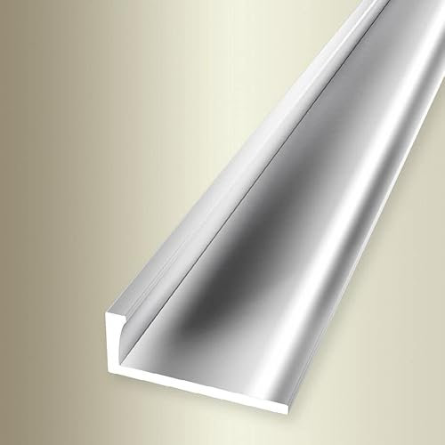 PROVISTON | Profil de finition | Largeur : 22,5 mm | Hauteur : 10,3 mm | Longueur : 2500 mm | Aluminium poli | Profil non perforé | Non percé