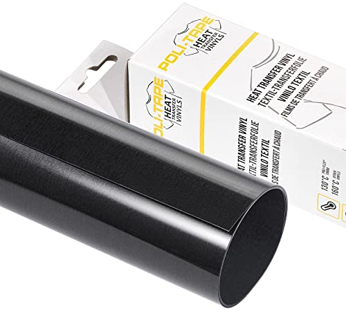 POLI-FLEX® TURBO® - Transferfolie für Textilien - Flexfolie zum Aufbügeln, Plotterfolie für DIY Shirts, Schwarz matt, 30,5 cm x 122 cm
