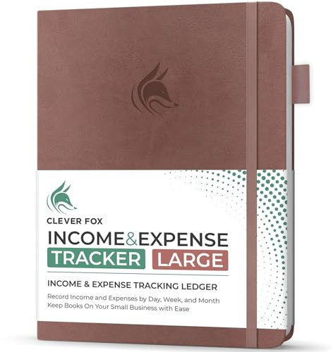 Clever Fox Income & Expense Tracker Large – Accounting & Bookkeeping Ledger Book for Small Business – 2-Year Record Notebook, A4 (Dark Terracotta)