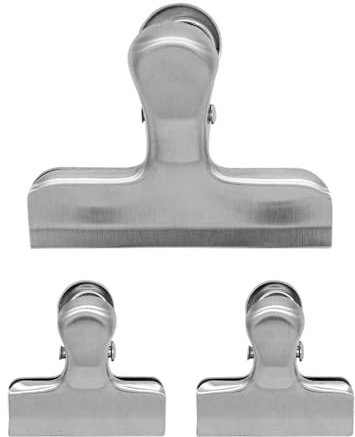 Fackelmann Lot de 3 pinces à sachets en acier inoxydable réutilisables Argenté