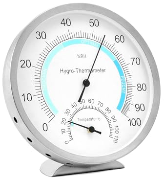 QWORK® 2 in 1 Termometro Igrometro da Interno - Diametro 12,5 cm, Alta Precisione
